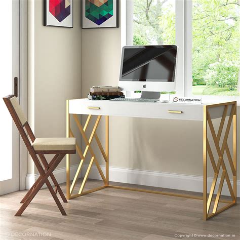 The wicker panel lends an old world charm and sophistication to the design. Evelyn Solid Wood 3 Drawer Study/Computer Table - Decornation