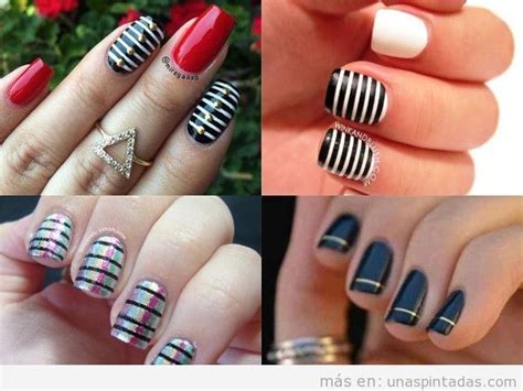 Uñas de negro con animal print. Uñas Rosas Con Rayas Negras - Un Dibujo Bonito