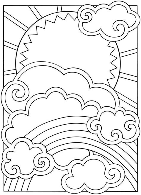 Seascape with lighthouse and sun. Stuff to color - sun cloud rainbow | Coloring pages ...