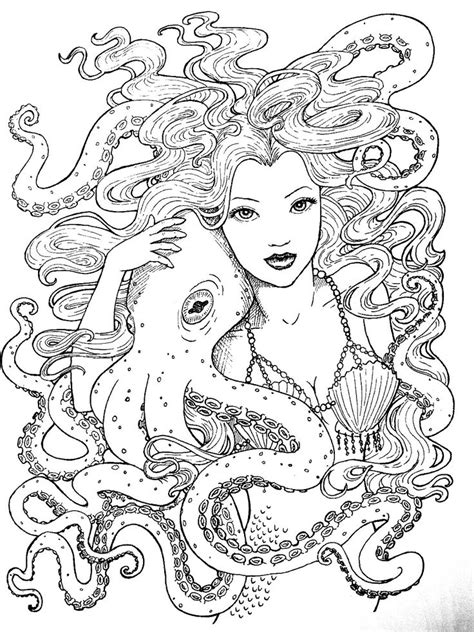 Beautiful mermaids swimming under the sea setfor adult coloring book, coloring pages coloring pictures vector illustration. Pin by Kim Ellington on Coloring Pages (With images ...