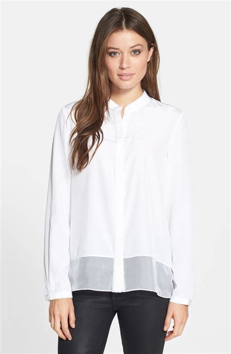 Sign up to our newsletter and receive 10% off your • pure viscose satin • high neck • pleated detail at neck • keyhole closure at back • tommy hilfiger branding • tommy. Elie Tahari Mona Silk Blouse in White | Lyst