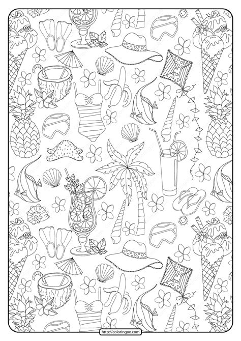800 x 600 file type: Free Printable Summer Collage Pdf Coloring Page