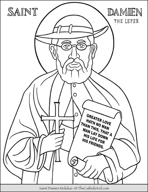 Check your email for your downloadable coloring sheet. Saint Damien Molokai Coloring Page - TheCatholicKid.com ...