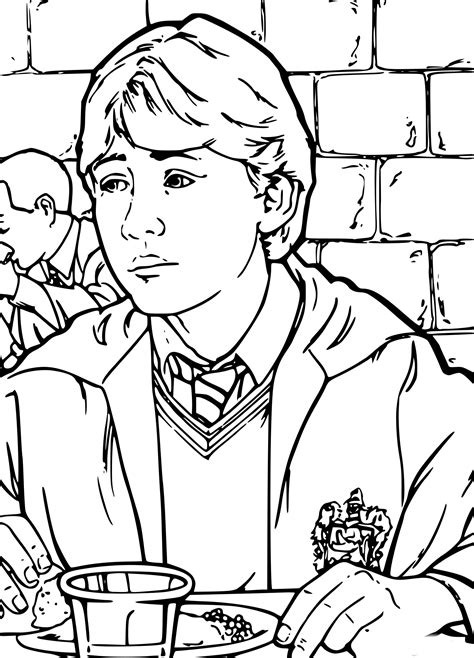 Laissez votre jeune artiste plonger dans le monde de la magie et de la sorcellerie en peignant vos personnages et aussi avec ses ennemis, professeurs et créatures magiques. Coloriage Ron Weasley à imprimer sur COLORIAGES .info