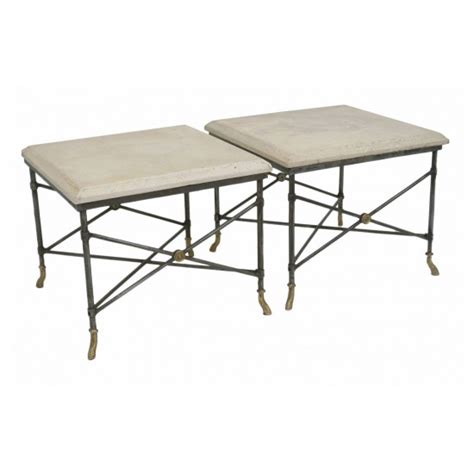 Properties created by (1) related (246) screenshots (0). Pair of Square Metal Tables with Limestone Tops (B7996 ...