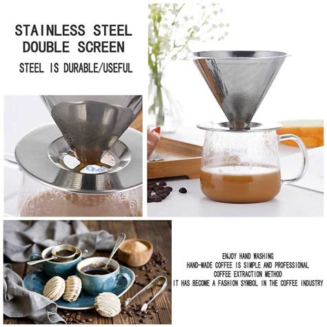This pour over device is made from 3/8″ diameter iron pipes that hold a tempered glass funnel in place. Reusable Stainless Steel Pour Over Coffee Tea Filter ...