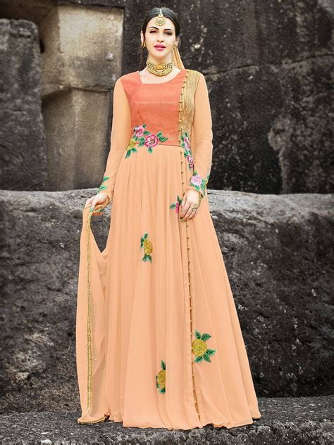 Apart from floral prints, kalamkari work is a popular choice in kurti patterns currently. Partywear Floral Anarkali Gown - READYMADE ANARKALI GOWN ...