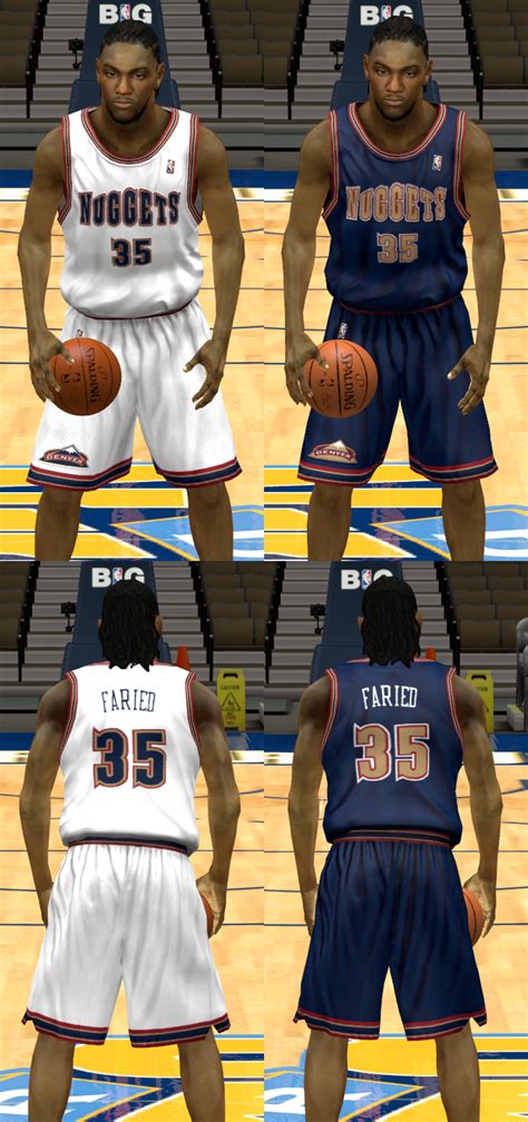 These blue and white jerseys include the nike swoosh and are sponsored by western union. NLSC Forum • Downloads - 1990s Denver Nuggets Uniforms