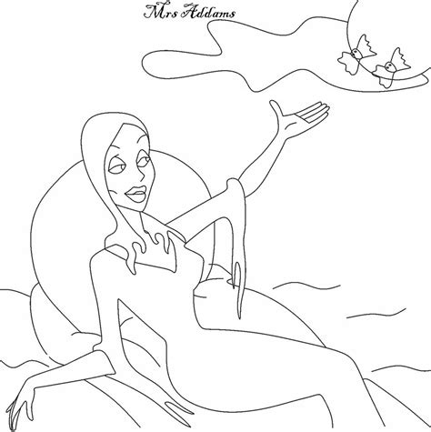 Senelerdir bi gün oturayım da ay işığında saklıdır filminin müziklerini çıkarayım bi köşeye diyorum. The Addams Family coloring pages - Morticia Addams