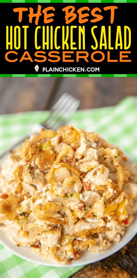 Proceed with recipe as directed. The BEST Hot Chicken Salad - seriously delicious chicken casserole!! Baked chicken salad loaded ...