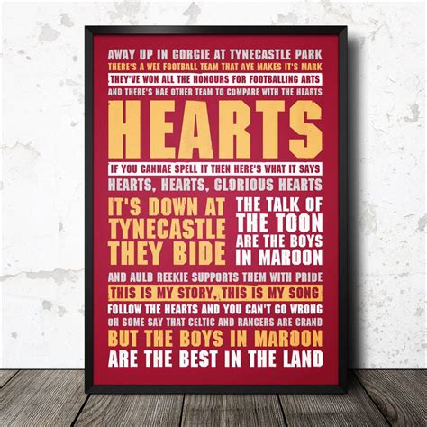 Let your body move to the music (move to the music) hey, hey, hey. Hearts Football Song Lyrics Chant Poster | Song lyric ...