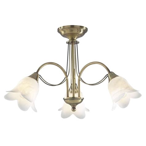 ··· modern antique brass 48w 3 lights ceiling fan lights with accessories. DAR DOU0375 Doublet Doublet 3 Light Semi Flush Light in ...