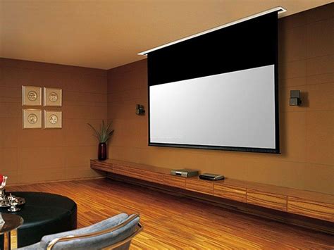 This sits flush to the ceiling so all projection screen box lives permanently inside the ceiling. 106" Ceiling Recessed Motorized Projector Screen White 16:9