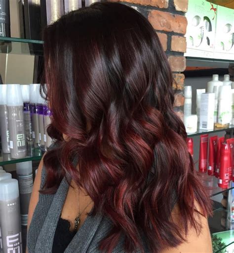 A lace front wig only has lace in the front part of. Black Hair With Burgundy And Maroon Balayage | Wine hair ...