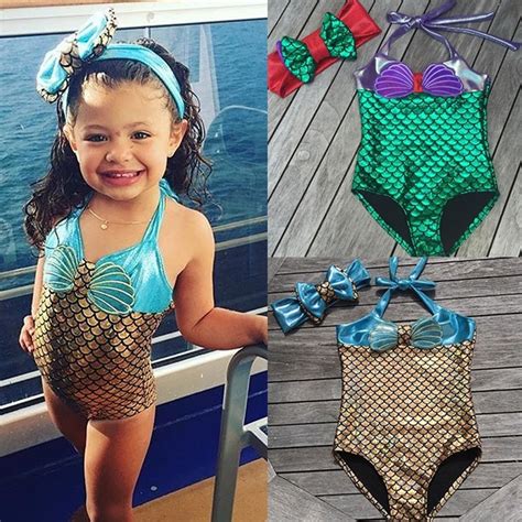 Features we're all about the tutu bathing suit for girls featuring an allover print of minnie mouse with her iconic bow. Canis - Children Baby Kids Girl Mermaid Bikini Swimsuit ...