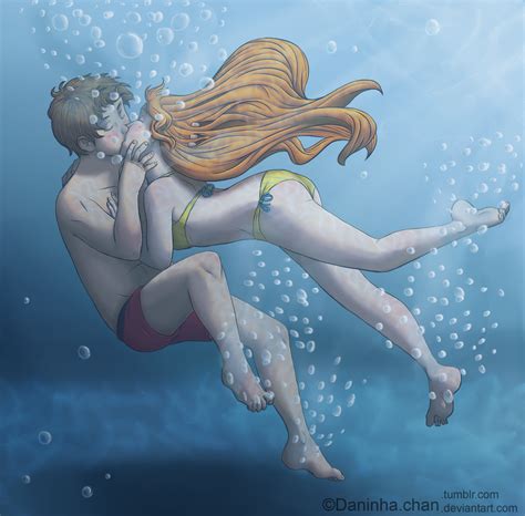The drawing of a kiss depends on what kind of kiss you want to draw, such as a kiss on the cheek, a kiss on the forehead or the best kiss for many, a kiss on the mouth. Justicykes underwater kiss by pieces-of-a-rose on DeviantArt