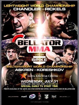 View fight card, video, results, predictions, and news. Bellator 97 Fight Card