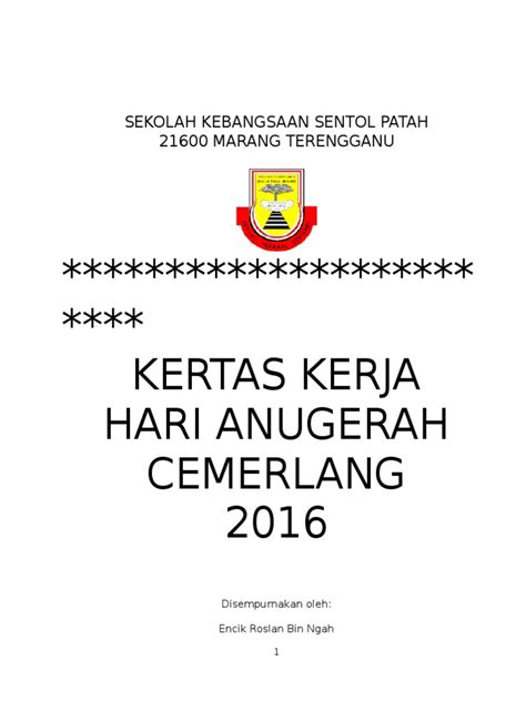 The basic information about anugerah cipta cemerlang. Kertas Kerja Hari Anugerah Cemerlang 2016