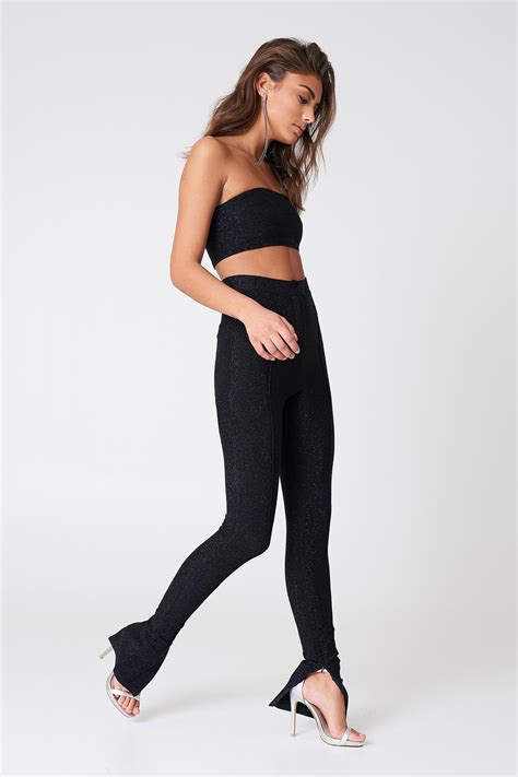 The brand you love, for less. NA-KD Synthetic Glittery Zip Pants in Black - Lyst