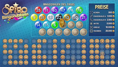 Muster eines bingoscheins und der zahlenkarten 1 bis 25 (verkleinerte darstellung) Spiele Bingorubbeln auf Spigo.de - Spiele und Freunde