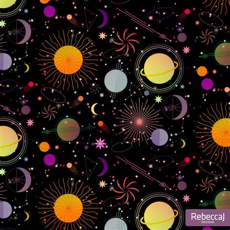 Decorate (a surface) with a repeating geometric or floral pattern. This space pattern would look out of this world on kids ...