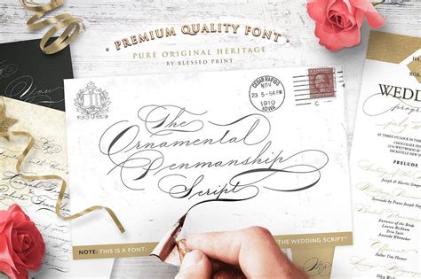 Your wedding invite is the first glimpse your guests get into your wedding style, so delight them with a couple unexpected elements like personalized stamps or brightly colored envelopes—they'll be excited to check yes on the rsvp card before they've even opened the envelope. The Wedding Script by Blessed Print on @creativemarket ...