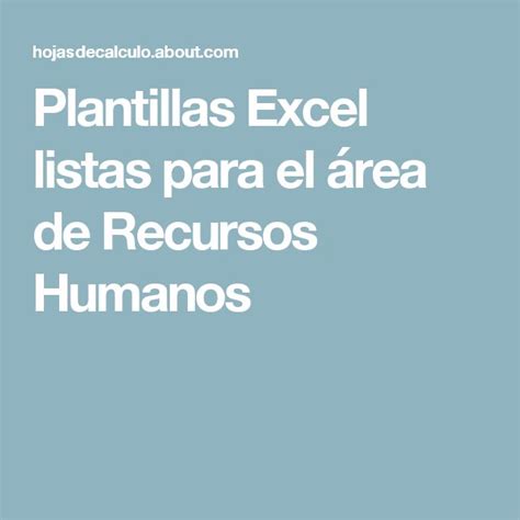 1¿porque recursos humanos se abrevia rrhh? Emplea estas plantillas Excel en el área laboral o de ...