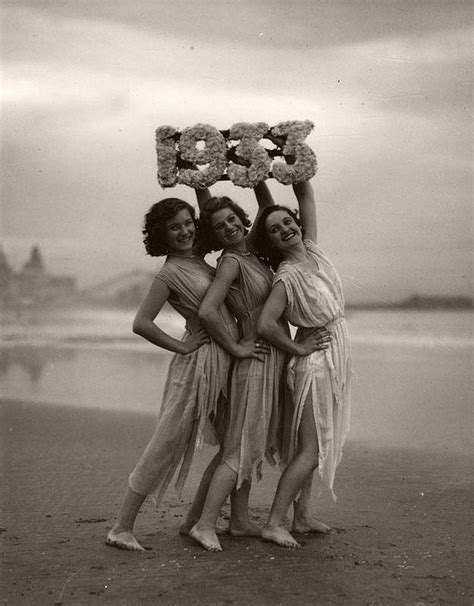 This guy has a beautiful new wife next to him, clearly trying to get his attention and there some one else face down in his lap, and they appear to be of the female gender. Vintage: Women Greeting New Year in Swimsuits (1930s ...