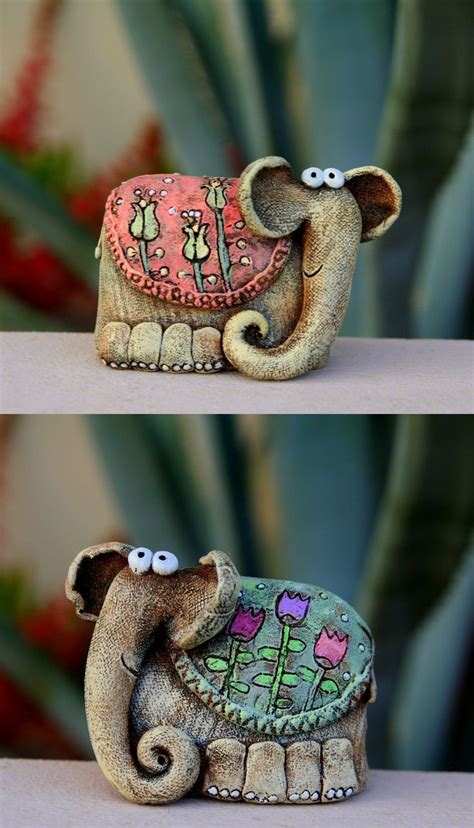 Unique gifts for gun lovers 2020. Ceramic Elephant set, Elephant figurine, Pottery Elephants ...