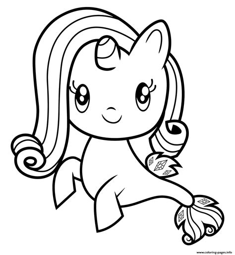Cool, big and beautiful coloring pages with ponies, princess ponies, tempest shadow, grubber, captain celaeno, princess skystar, capper. Sea Little Pony Cutie Rarity Coloring Pages Printable