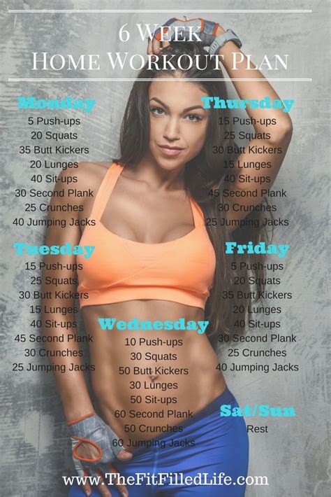 Working out three days per week is by far the most popular way to workout. 6 Week Home Workout Plan | The FitFilled Life