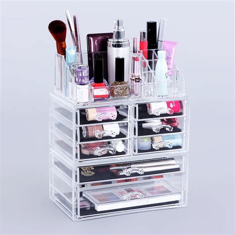 This cosmetic organizer can help you solve your problem. Songmics 8 Drawer Makeup Organizer Cosmetic Storage Box ...