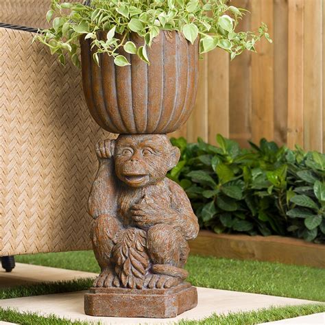 The bamboo planter from quality logo products® features: Bombay® Outdoors Mumbai Monkey Urn Planter - Indoor ...