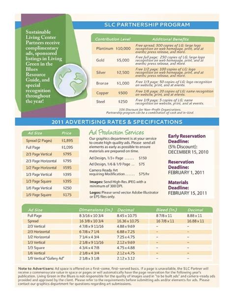 No registration or email required. Custom Rate Card Graphic Design for Living Green in the ...