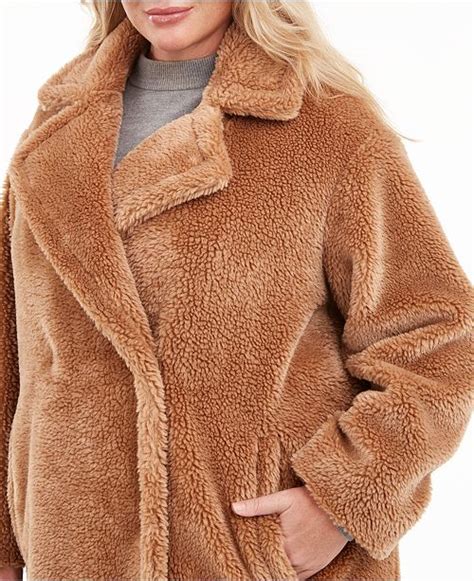 Camel faux fur coat with a classic collar. Michael Kors Plus Size Faux-Fur Teddy Coat & Reviews ...