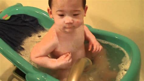 But 10 month old babies tend to be quite. Havin' a bath - 10 months old - YouTube