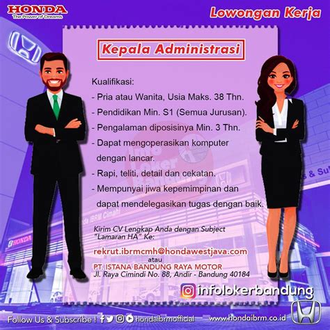 Check spelling or type a new query. Lowongan Kerja Kepala Administrasi & Sales Counter Honda ...