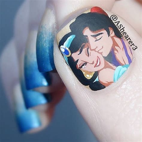 ¡qué fantásticas uñas decoradas con dibujos animados acabamos de ver! Nail Art Inspired by Disney's "Aladdin" | Uñas, Dibujos ...