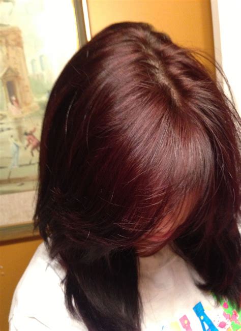 This hairstyle looks like black hair with red highlights. Pin by Lynzi on Hair Flip | Hair tint, Red tint hair, Hair