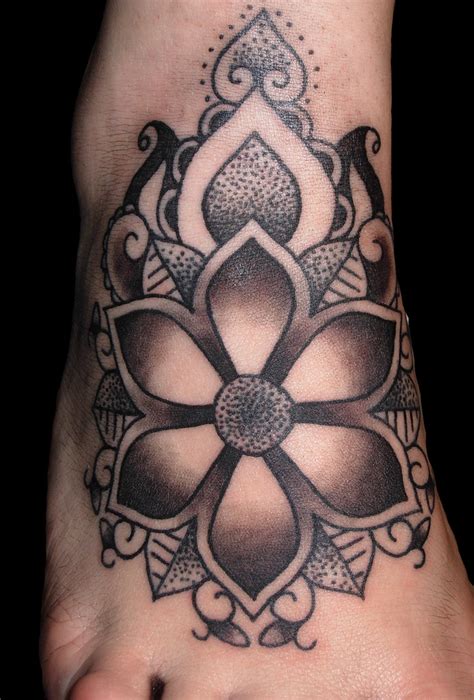 Fake tattoos by real artists. floral pattern foot | Tattoo by Elijah Pashby. Tattoos by ...