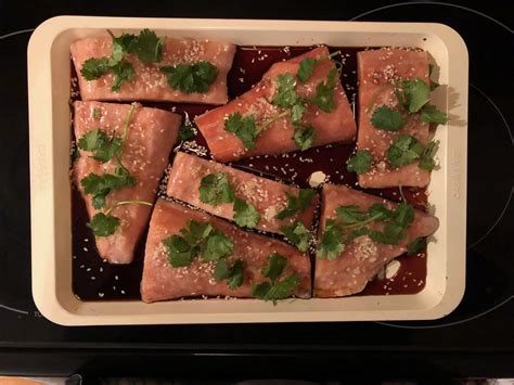 4 salmon steaks, about 3/4 inch thick (2 lb). Salmon Steak With Rice Soya Sauce And Worstshire Sauce ...