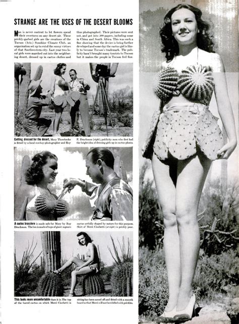 Southern arizona is known for its desert climate, with very hot summers and mild winters. Woman wearing a cactus bikini, 1940 - History By Zim
