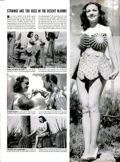 Southern arizona is known for its desert climate, with very hot summers and mild winters. Woman wearing a cactus bikini, 1940 - History By Zim