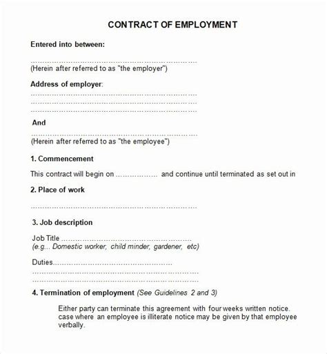 A proof of employment letter (i.e, an. Simple Employment Contract Template Free New Personal Loan ...