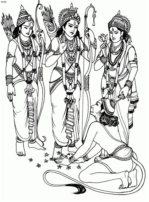 Coloring his childhood images will be the great fun for them. Rama-Laxman-Sita-and-Hanuman-Coloring-Page - Kids Portal ...