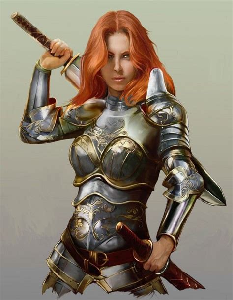 Medieval fantasy female warrior with war paint on her face, in chain mail armor, with a sword and shield in her hands. Great outfit concept for a non-sexualized female warrior ...