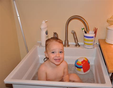 It is at a convenient height and size for bathing babies. The Thrifty Gypsy: Why everyone needs a laundry sink!