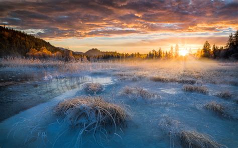 Sunrise Winter Morning In Norway Snow Ice Frozen Lake Sky Clouds Nature Landscape Photography Hd ...