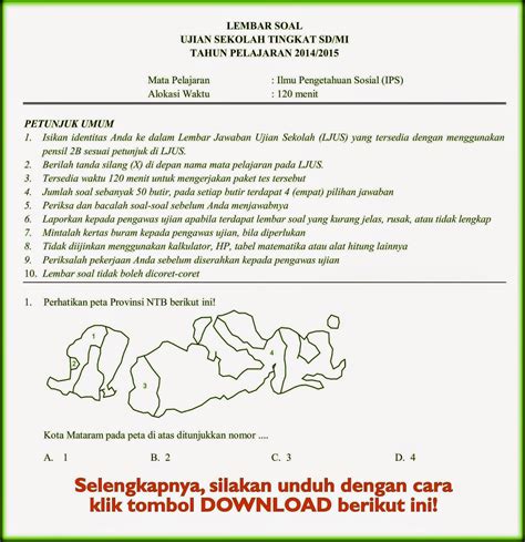 Maybe you would like to learn more about one of these? Download Soal Ujian Sekolah (US) SD - IPS 2015 ~ Rief Awa ...