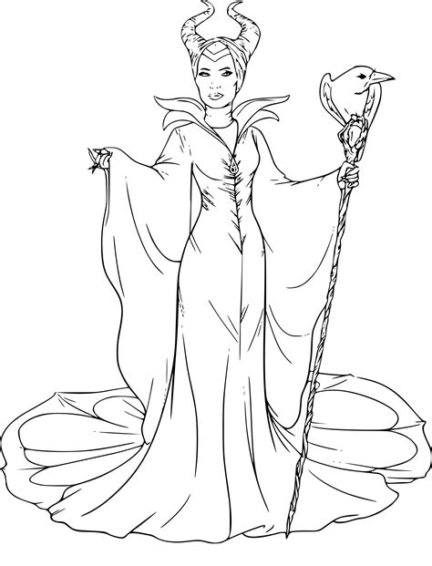 Maléfique est une belle jeune femme au coeur pur qui mène une vie idyllique au sein d'une paisible. Coloriage Maléfique dessin à imprimer sur COLORIAGES .info